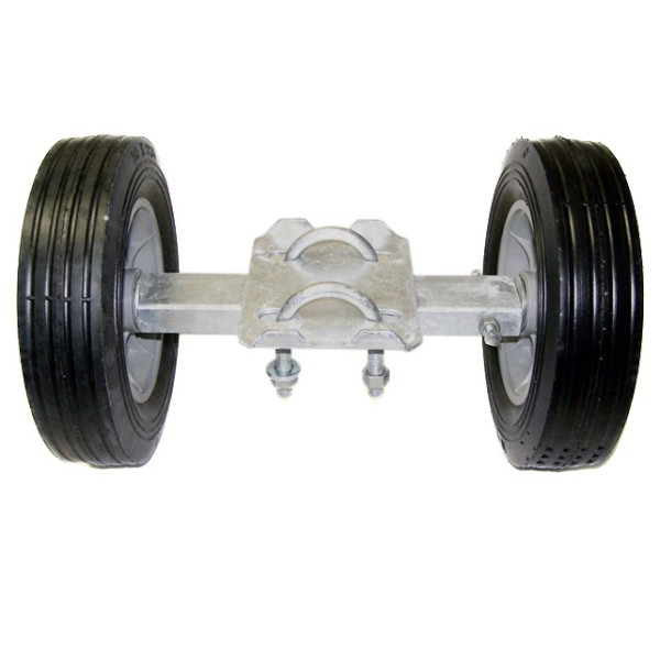 12" Wide Domestic Double Wheel Gate Rollers with 10" Rubber Tires
