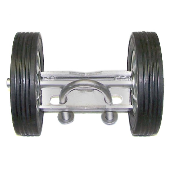 6" Wide Domestic Double Wheel Gate Rollers with 10" Rubber Tires