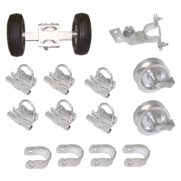 Domestic Industrial Rolling Gate Hardware Kit with 10" Tires and 7" Rear Wheels