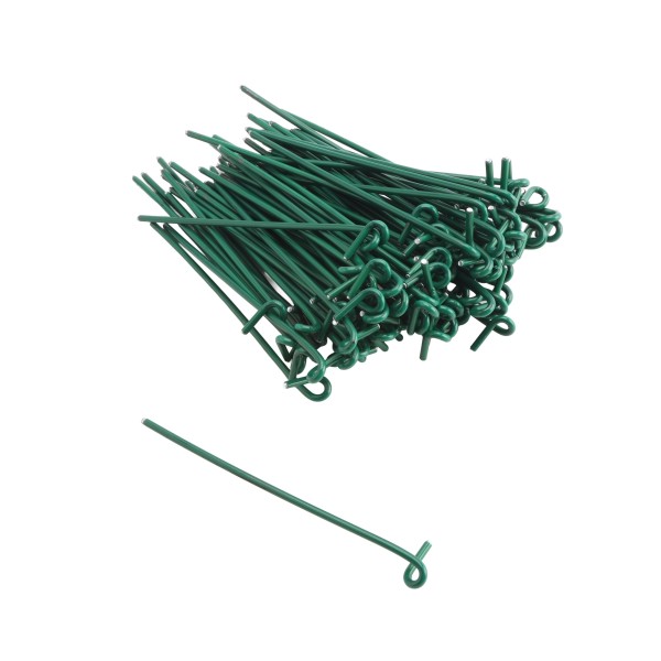 6 1/2" (1 5/8" or 1 7/8" Top Rail) Domestic Chain Link 9 Gauge Pretied Fence Tie | Aluminum, Vinyl Coated Green - 100 Count
