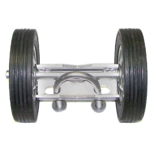 6" Wide Domestic Double Wheel Gate Roller with 6" Rubber Tires