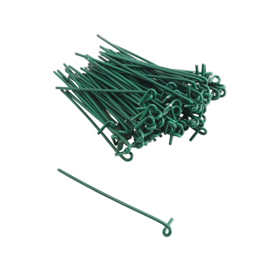 6 1/2" (1 5/8" or 1 7/8" Top Rail) Domestic Chain Link 9 Gauge Pretied Fence Tie | Aluminum, Vinyl Coated Green - 100 Count