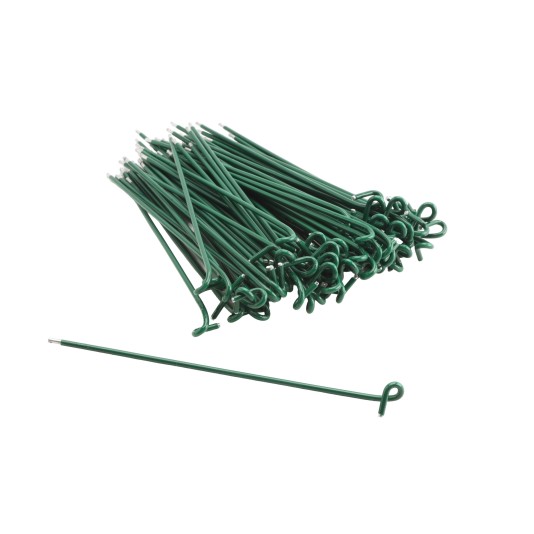 8 1/4" (2 3/8" Posts) Domestic Chain Link 9 Gauge Pretied Fence Tie | Aluminum, Vinyl Coated Green - 100 Count