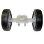 12" Domestic Chain Link Double Wheel Gate Rollers with 10" Rubber Tires and 2 1/2" U-Bolt | Pressed Steel