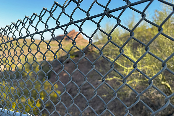 Domestic Chain Link Fence with Black Mesh Installed in Rural Field